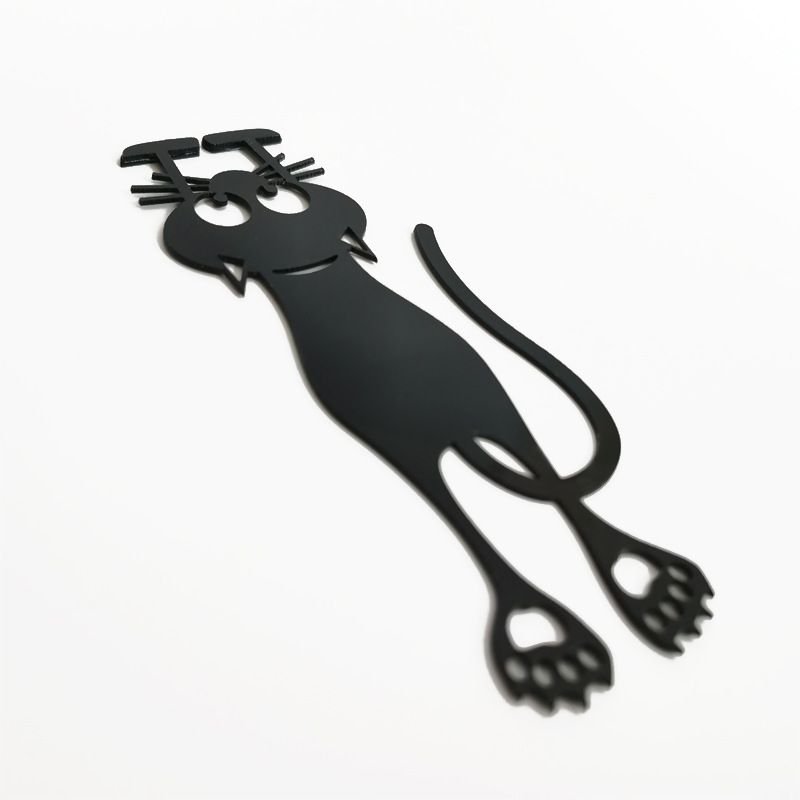 Creative Cartoon Hollow Black Kitten Plastic Bookmark