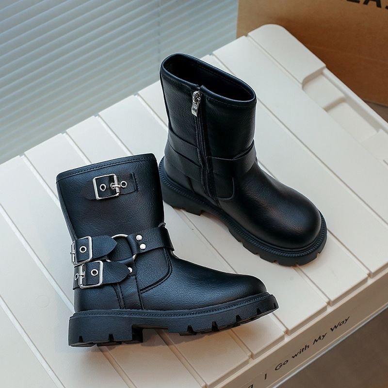 Kids Girls Autumn Winter Fashion Casual Round-Toe Zipper Versatile Short Boots