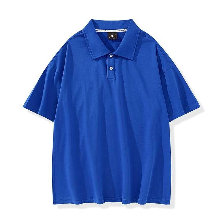 Men Women Solid Color Summer Raglan Shoulder Loose Short-Sleeved Polo Shirt Custom