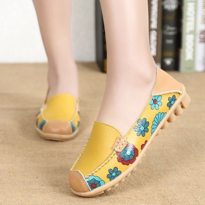 Size:4.5-12 Women Soft Bottom Flowers Casual Loafers Shoes