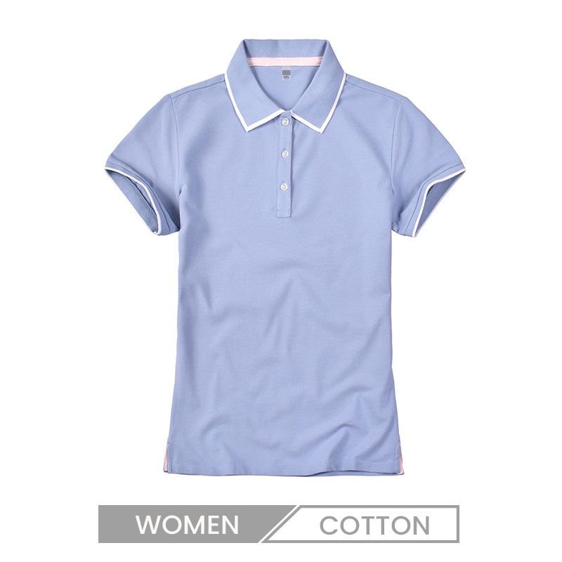 Women Short-Sleeved Summer Lapel V-Neck Work Logo Custom Polo Shirt