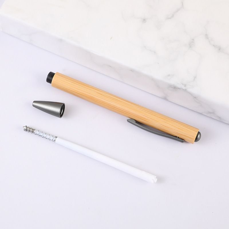 Simple Capacitive Touch Screen Bamboo-Wood Push Type Ballpoint Pen