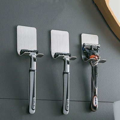 Stainless Steel Razor Holder Free Punch Men Shaving Holders Waterproof Bathroom Razor Storage Hook