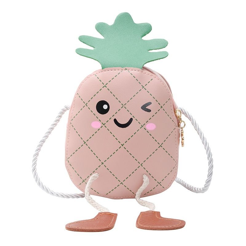 Kids Cute Cartoon Pineapple PU Crossbody Bag