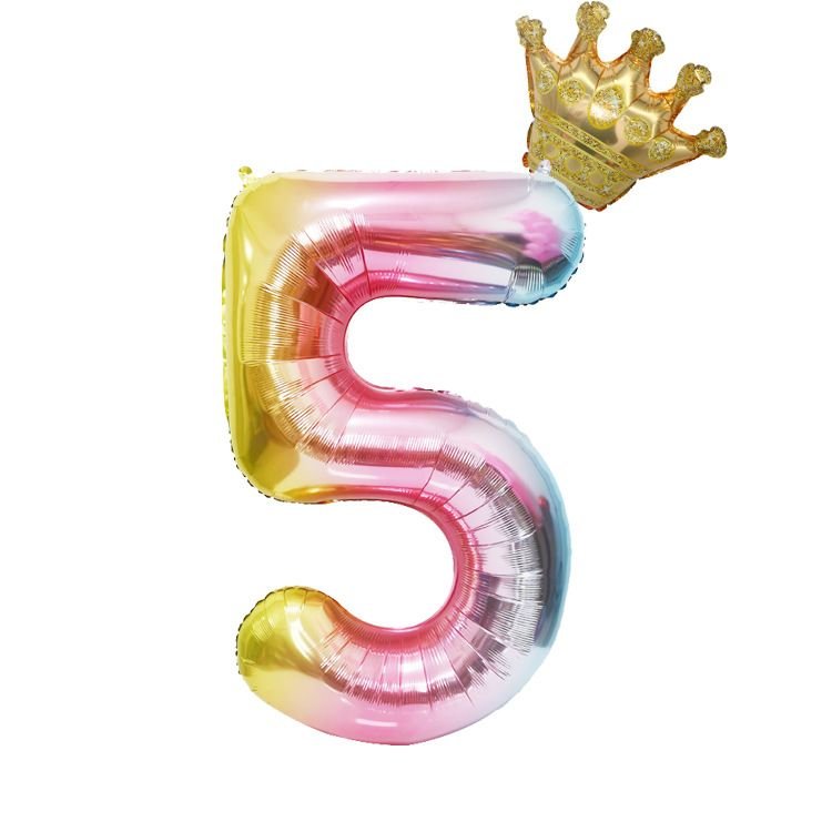 40 Inch Gradient Digital Crown Children Birthday Party Balloon Decoration