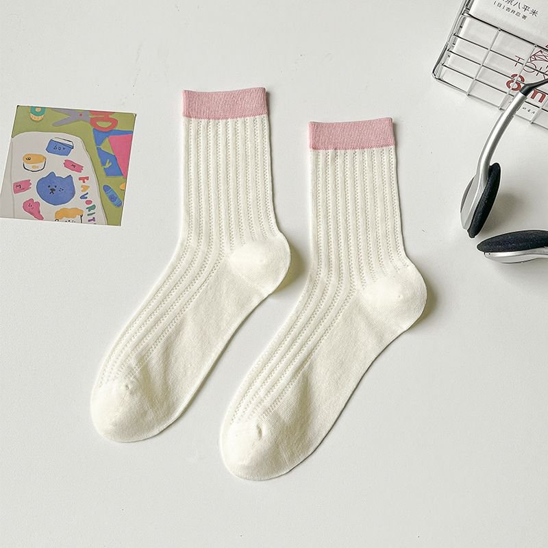 Women Summer Thin Mesh Cotton Breathable Seamless Color Matching Quarter Socks Custom