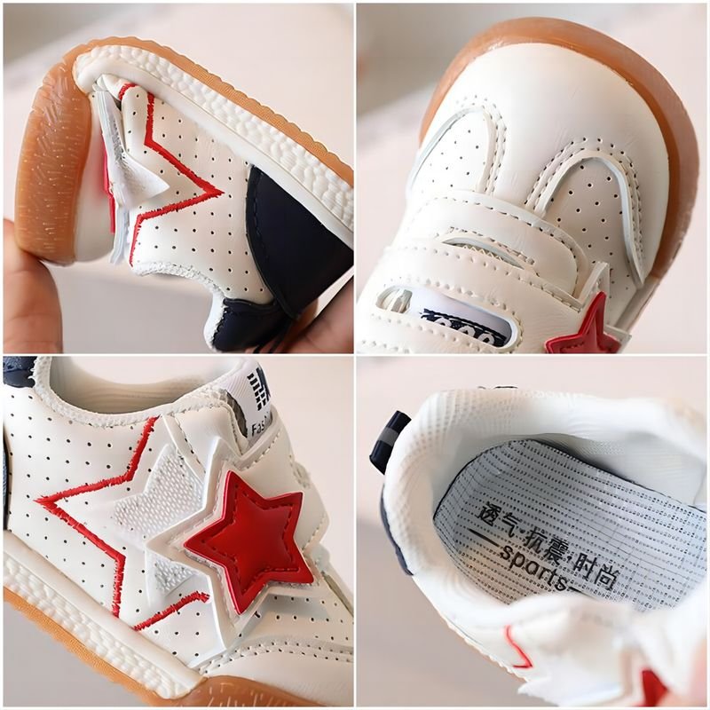 Kids Unisex Fashion Casual Star Velcro Flat First Walkers Shoes