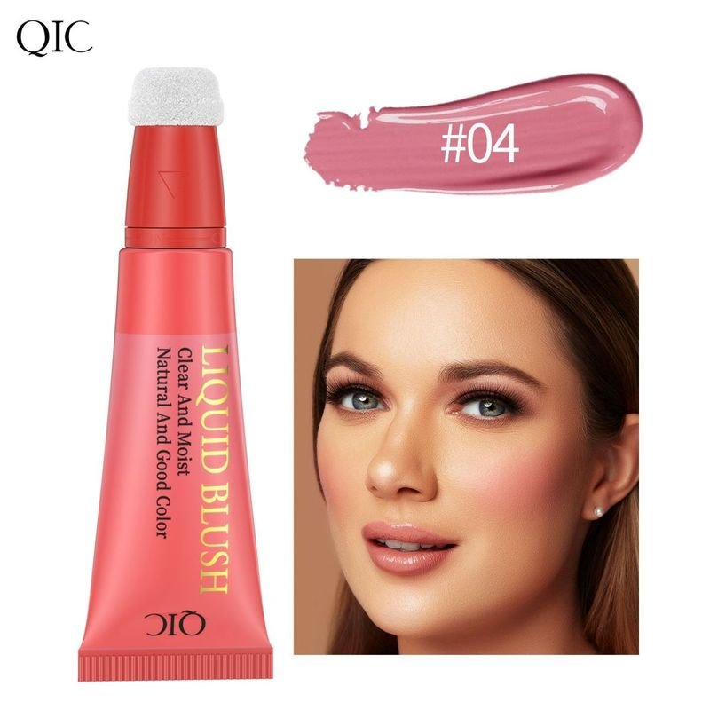 Qic Liquid Blush Cream Lip And Cheek Dual-Purpose Sponge Head Moisturizing And Easy To Push Away Blush Makeup