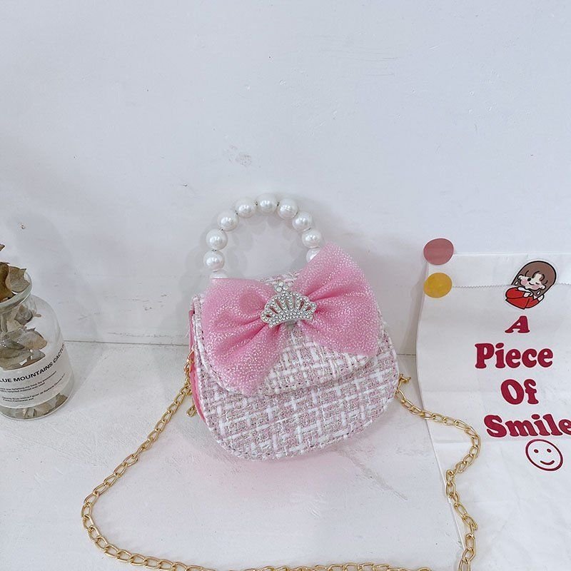 Kids Girls Fashion Casual Cute Bow Crossbody Handle Princess Bag