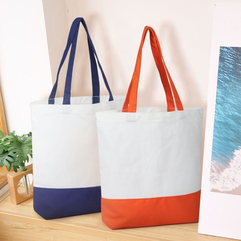 Large Capacity Multicolor Stitching Canvas Tote Bag