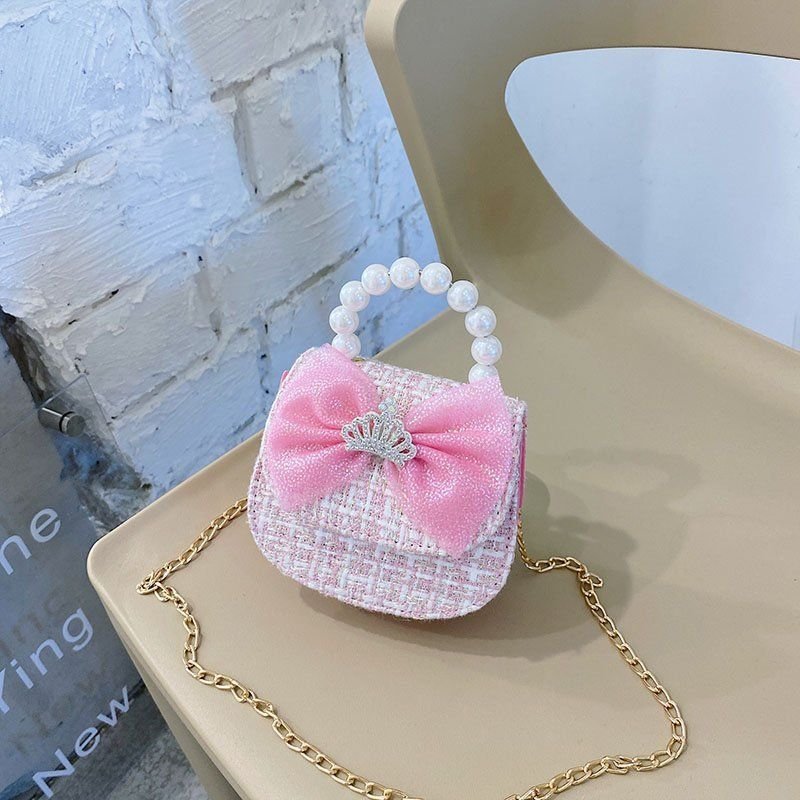 Kids Girls Fashion Casual Cute Bow Crossbody Handle Princess Bag