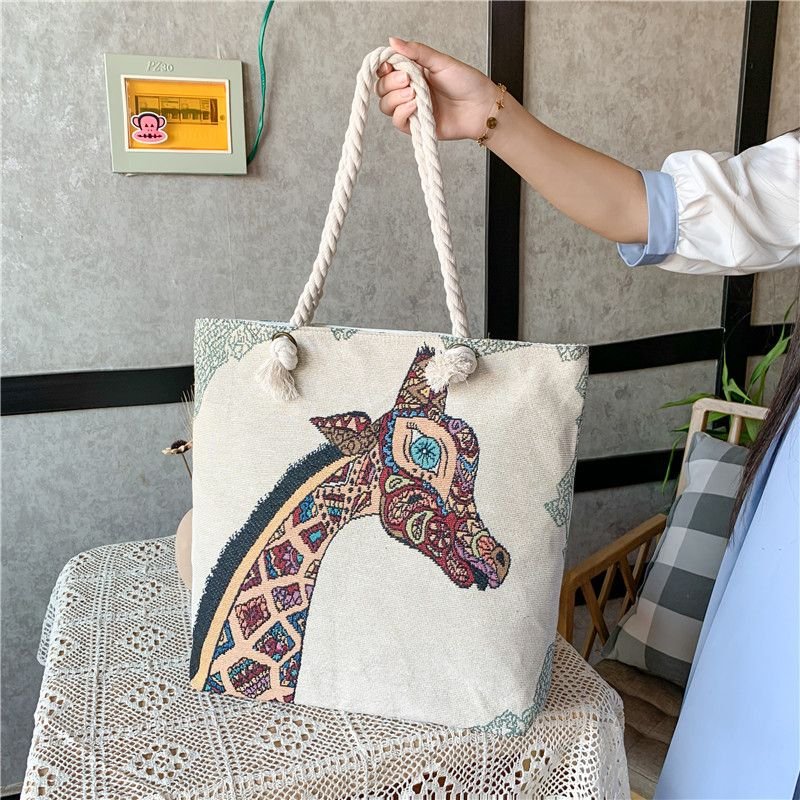 Fashion Cartoon Jacquard Canvas Tote Bag