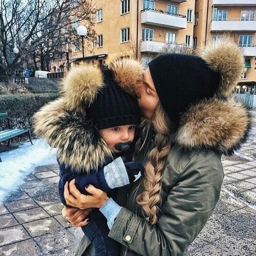 Autumn Winter Fashion Simple Warm Plush Ball Knitted Parent-Child Wool Hat Set