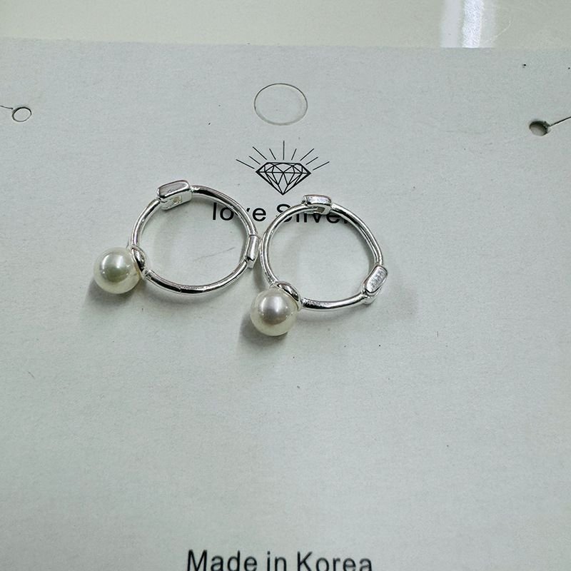 Women Fashion Simple Solid Color Pearl Plain Hoop Earrings