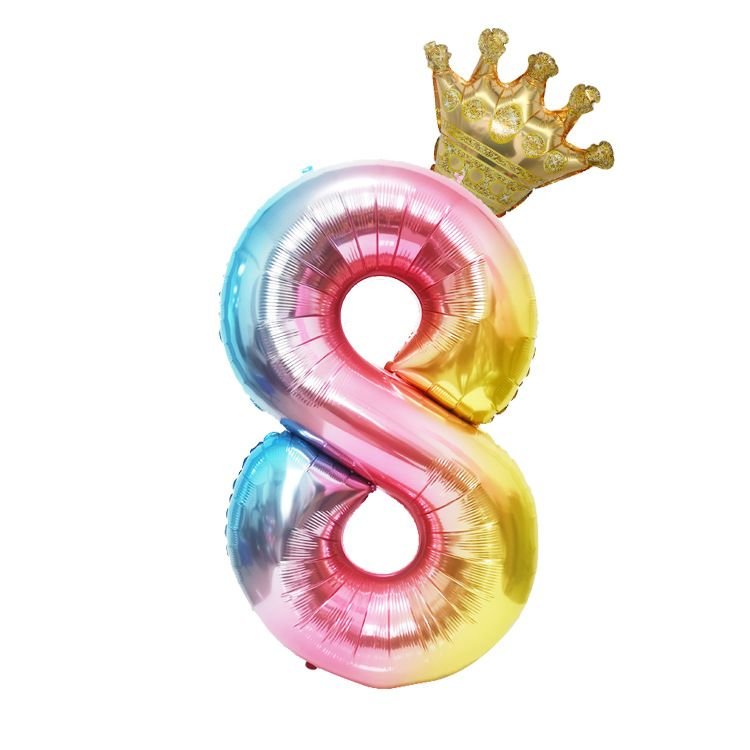 40 Inch Gradient Digital Crown Children Birthday Party Balloon Decoration