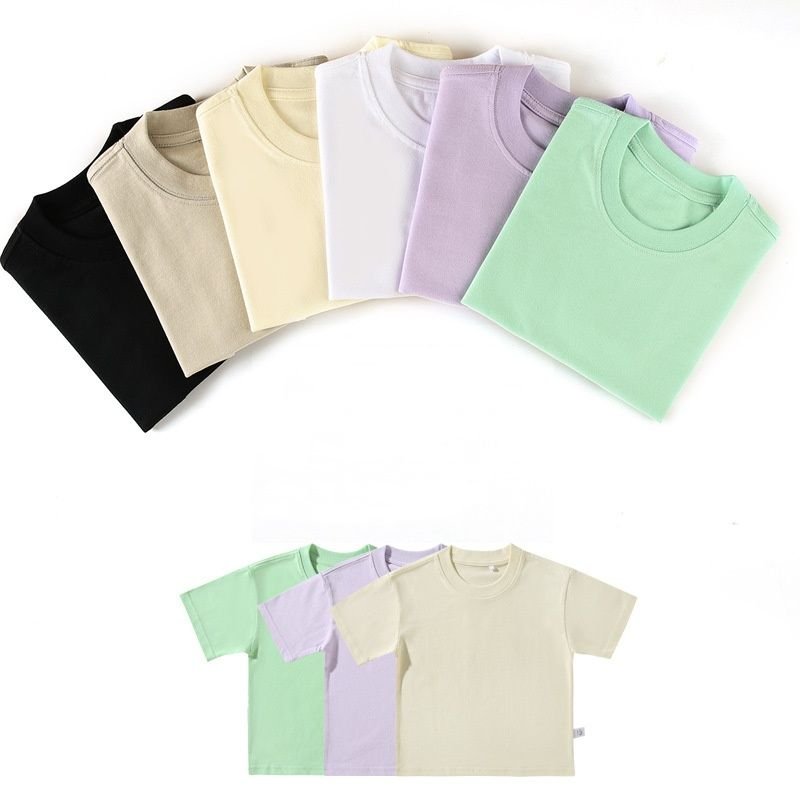 Summer 250gsm 100% Cotton Kids Short Sleeve Crew Neck Custom T-Shirt