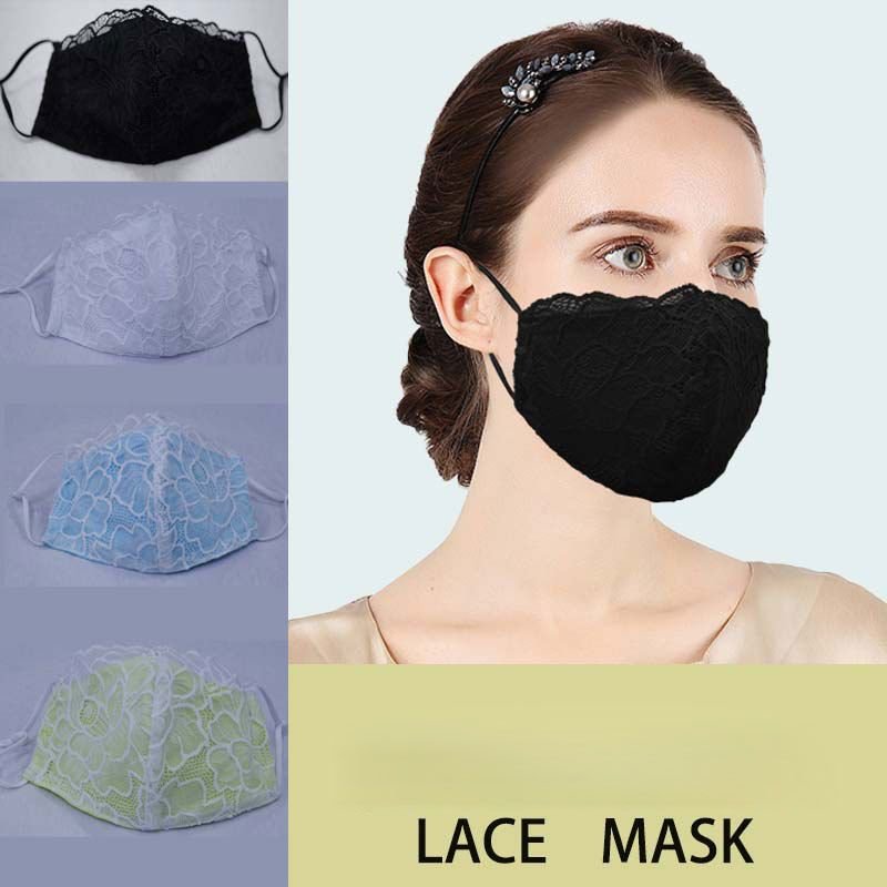 Women Fashion Lace Design Washable Dustproof Sunscreen Mask