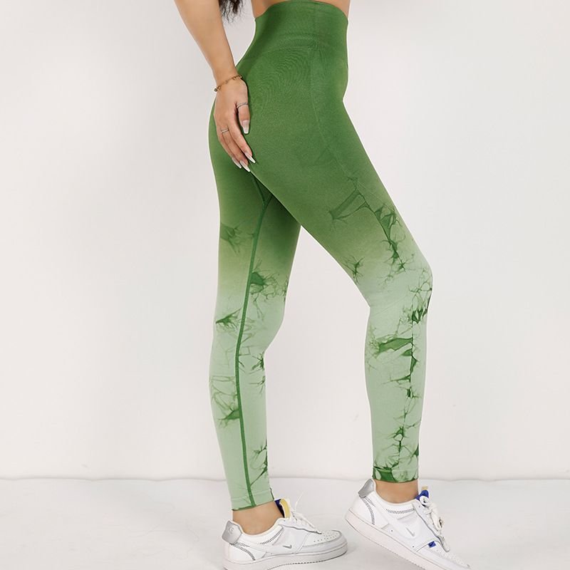 Women Fashion Tie-Dye Print Gradient Sports Leggings