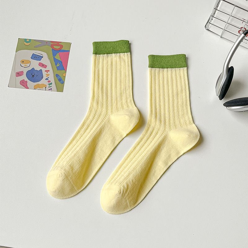 Women Summer Thin Mesh Cotton Breathable Seamless Color Matching Quarter Socks Custom