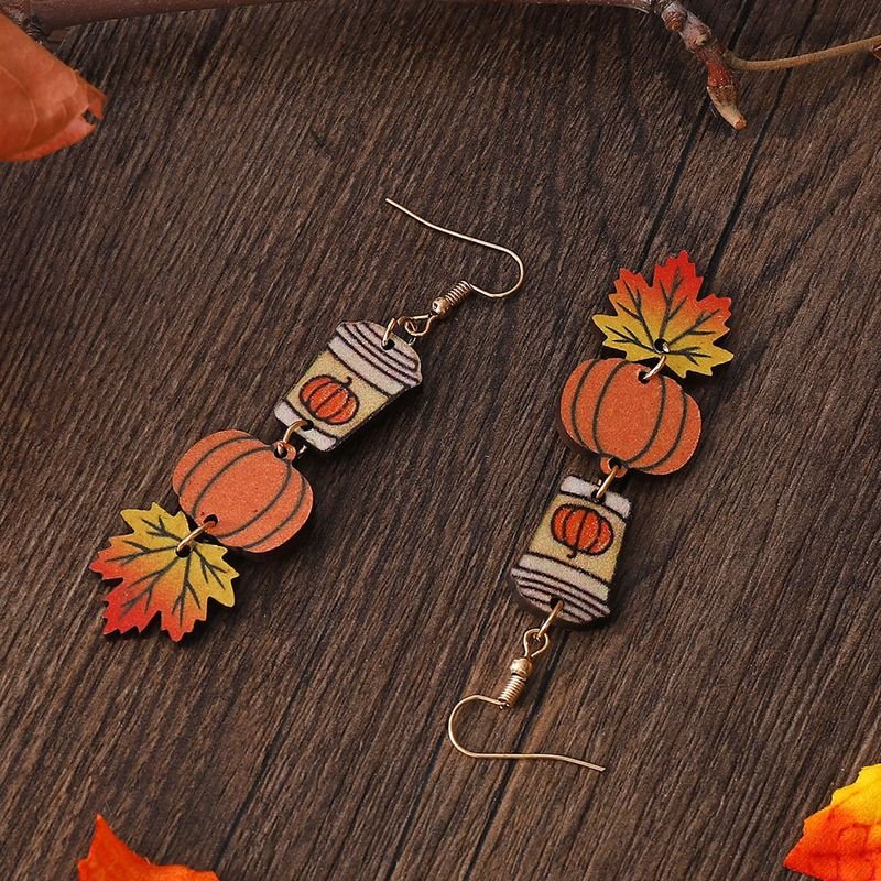 Autumn Thanksgiving Pumpkin Maple Coffee Cup Earrings