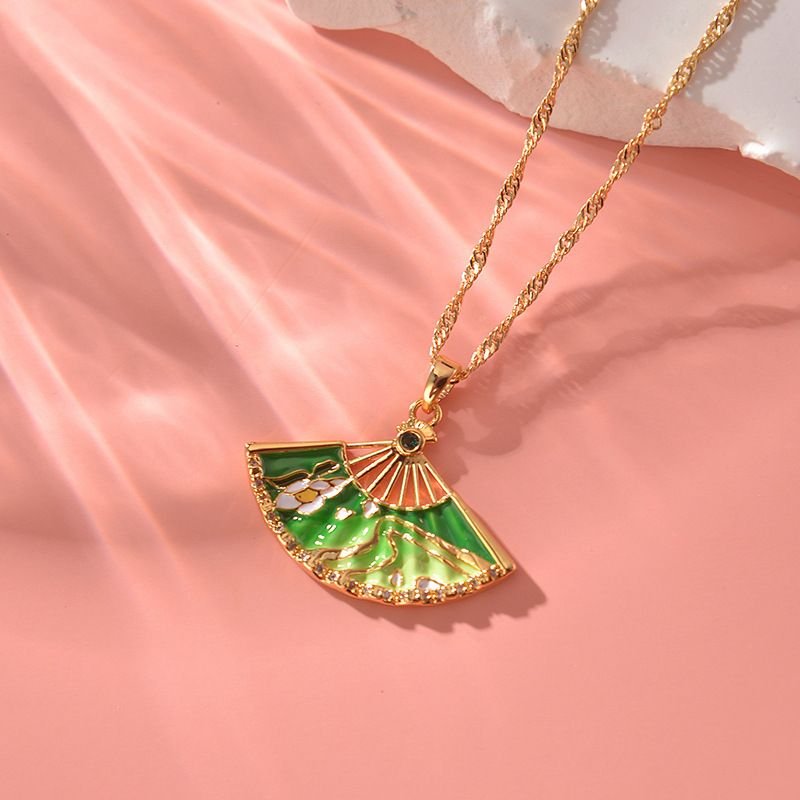 Fashion Vintage Fan Pendant Necklace