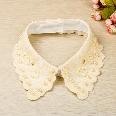 Fashion Luxury Women Winter Decorative Imitation Pearl Lace Collar