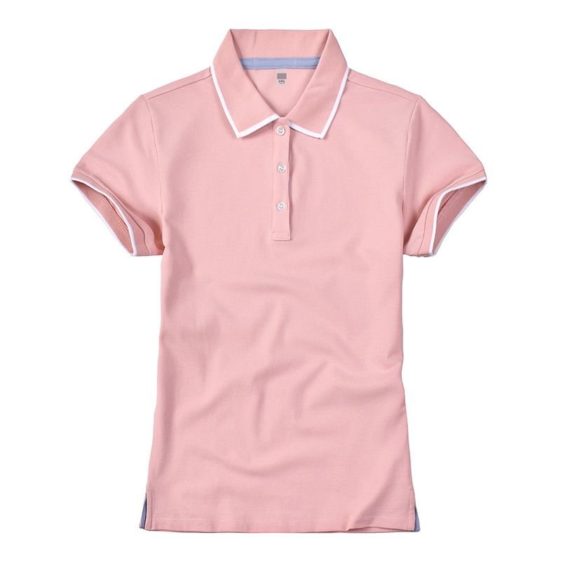 Women Short-Sleeved Summer Lapel V-Neck Work Logo Custom Polo Shirt