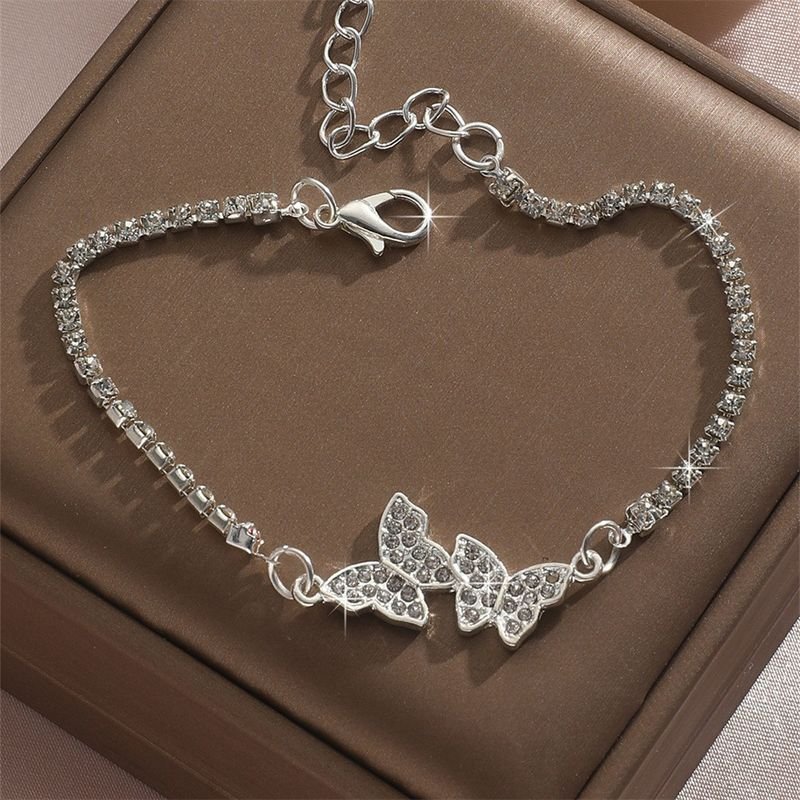 Women Fashion Creative Butterfly Rhinestone Anklet