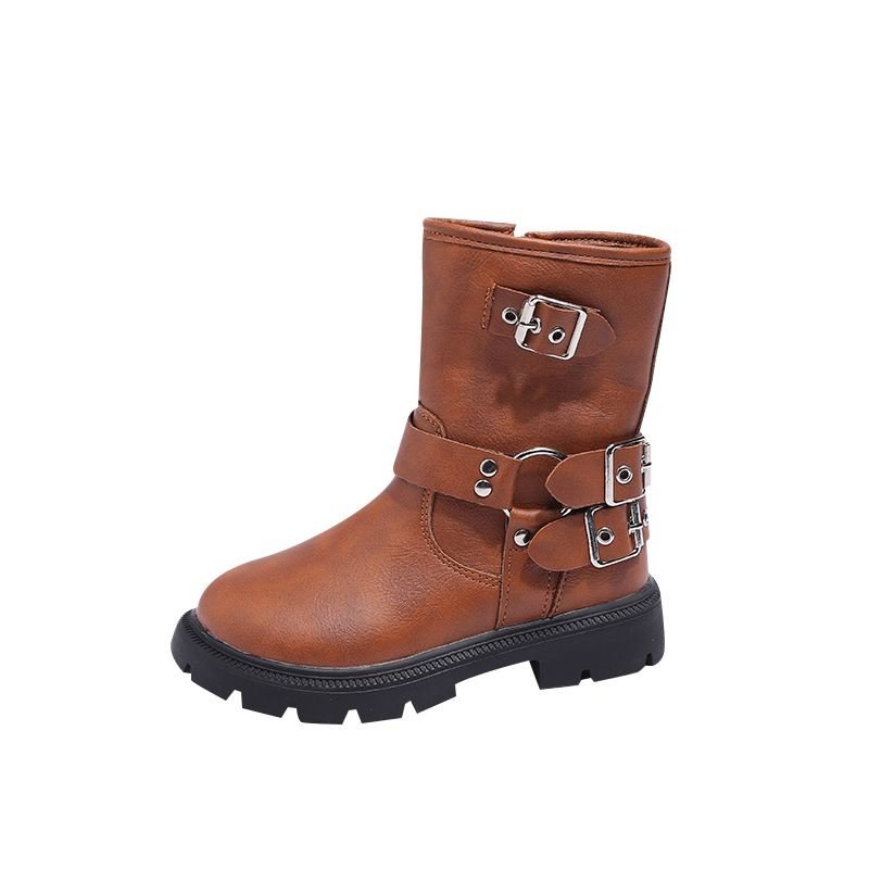 Kids Girls Autumn Winter Fashion Casual Round-Toe Zipper Versatile Short Boots