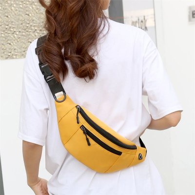 Women Simple Solid Color Multi-Zip Oxford Cloth Chest Bag