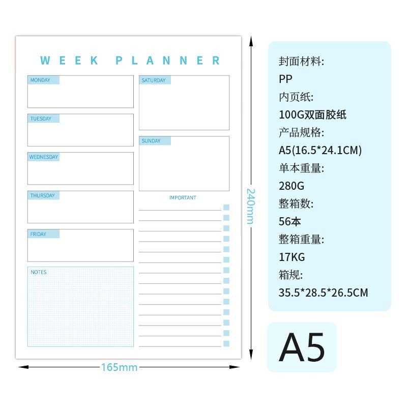 Notes Daily Plans Student Stationery Notebook Planner