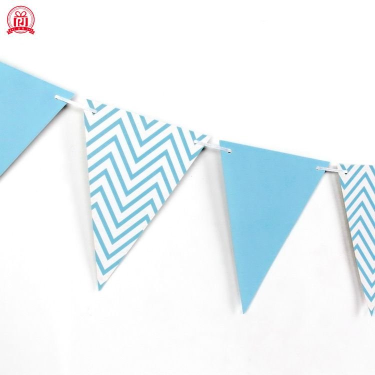 Simple Nordic Style Wavy Pattern Bronzing Birthday Party Pull Flag Pennant Banner