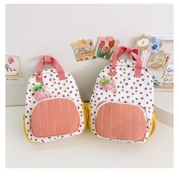 Kids Unisex Casual Cute Strawberry Tiny Flower Print School Bag