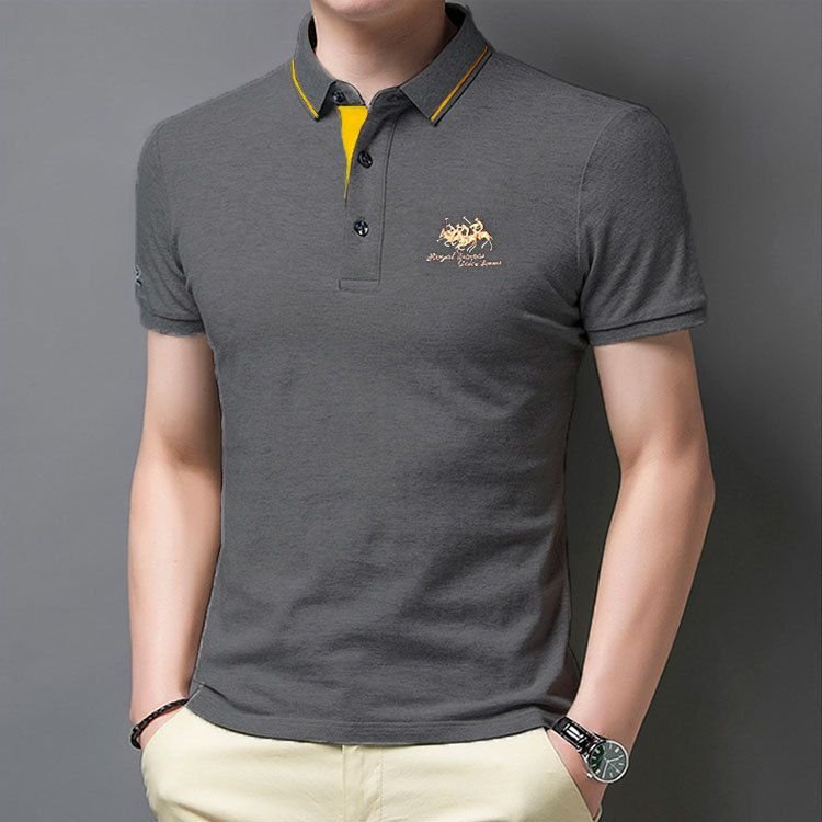 Men Fashion Casual Business Plus Size Short Sleeve Lapel POLO Shirt