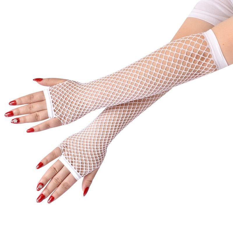 Women Fashion Gothic Fishnet Stretch Half Finger Gloves