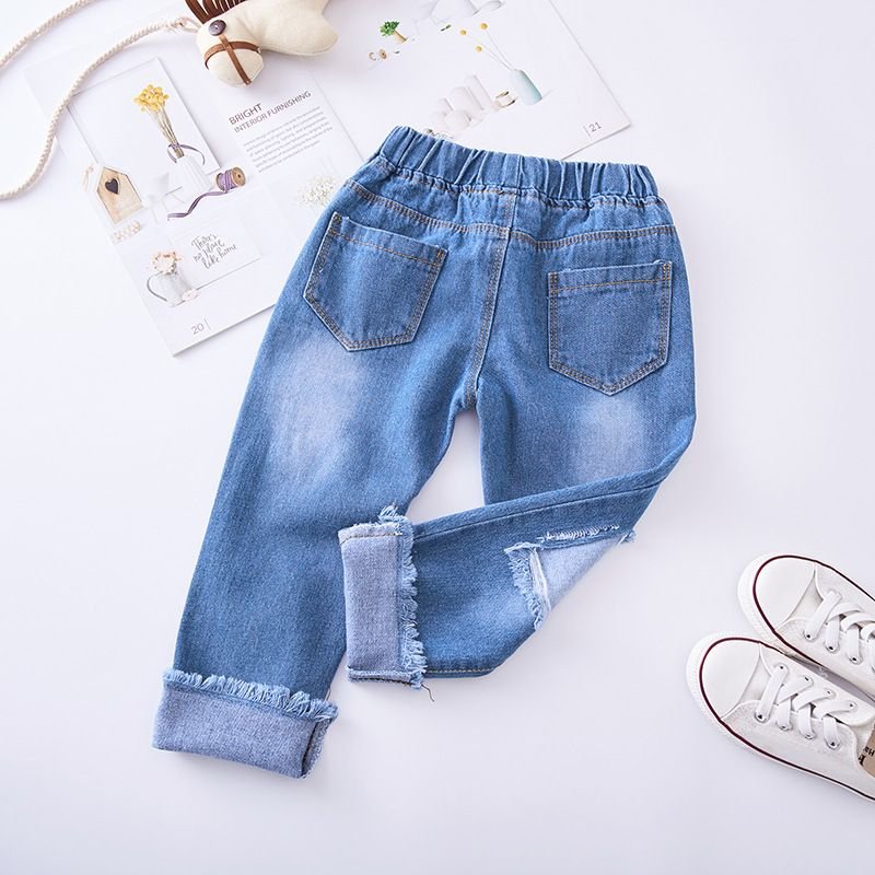 Girls Fashion Ripped Casual Denim Pants