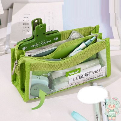 Neutral Simple Large Capacity Transparent Pencil Bag Student Stationery