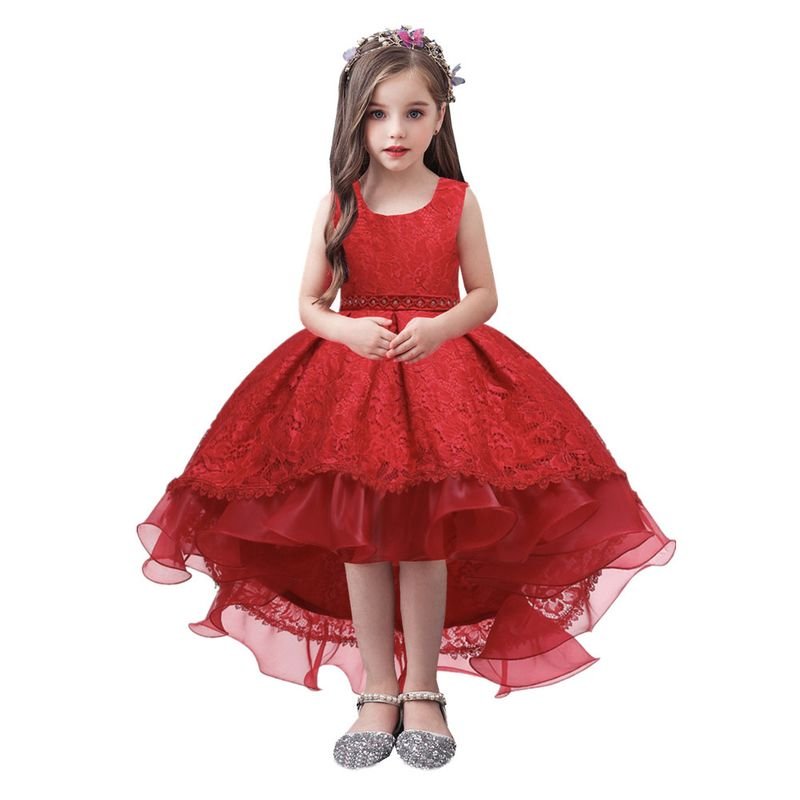 Kids Toddler Girls Fashion Flower Lace Sleeveless Party Tutu Dress