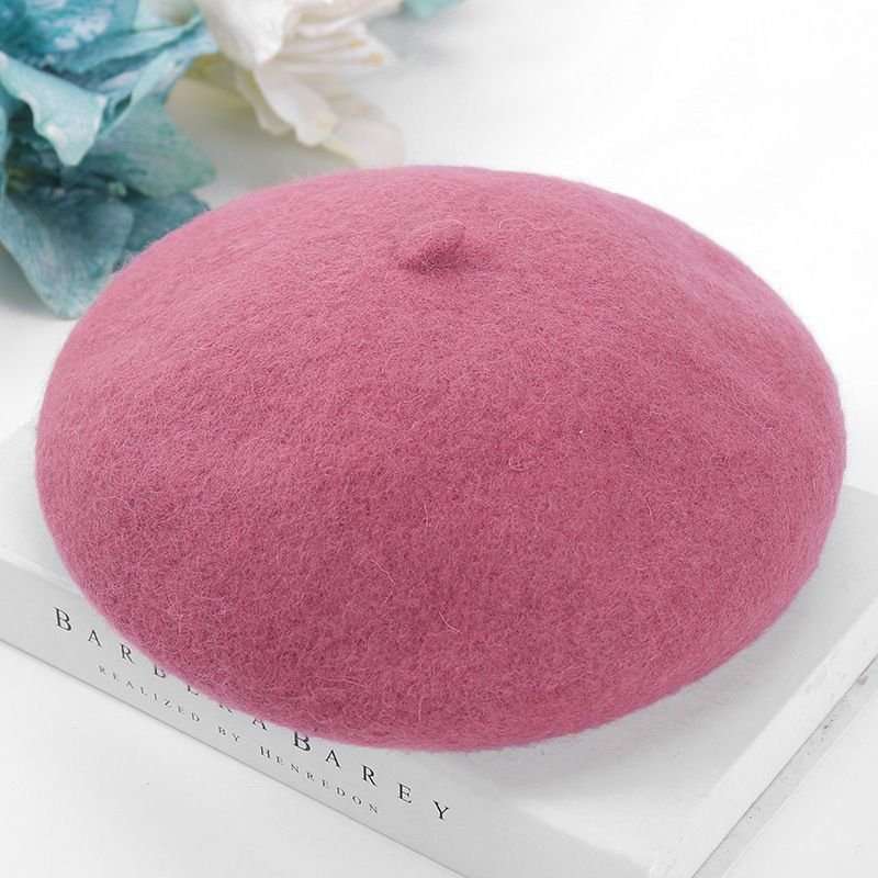 Autumn Winter Women Fashion Solid Color Plush Breathable Wool Beret