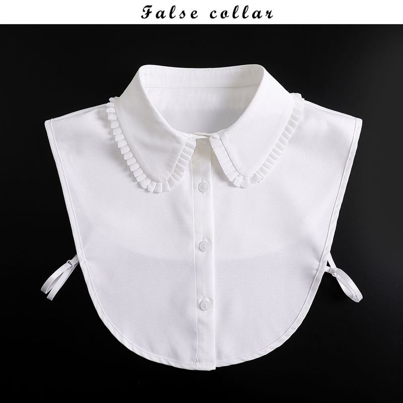 Women White Chiffon Shirt With Wood Ear False Collar