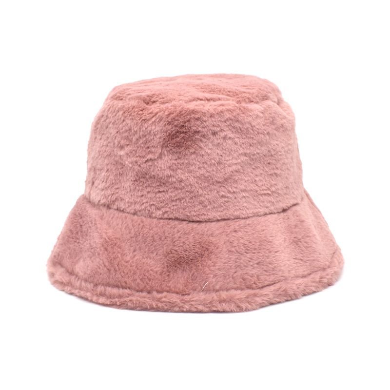 Autumn And Winter Solid Color Plush Warm Bucket Hat