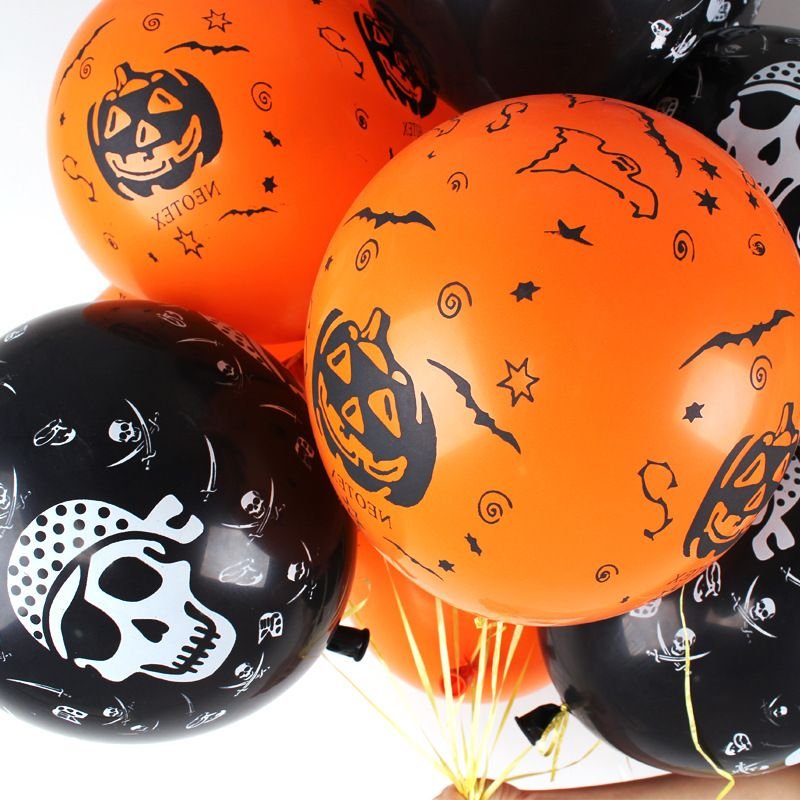 Halloween Party Decoration Pumpkin Skull Print Balloon Venue Layout 20Pcs-Bag