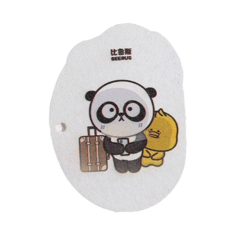 Fashion Creative Compressed Dishwashing Wood Pulp Cotton Cartoon Sponge Brush