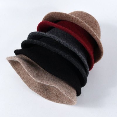 Autumn Winter Women Simple Solid Color Warm Thickened Knitted Bucket Hats