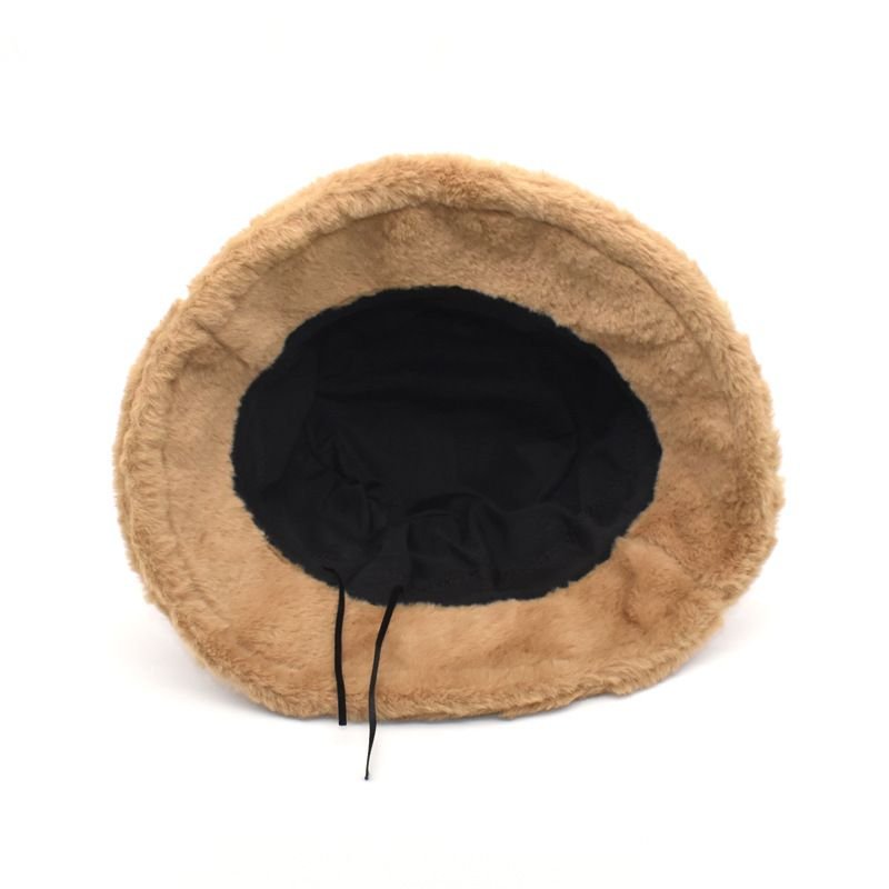 Autumn And Winter Solid Color Plush Warm Bucket Hat