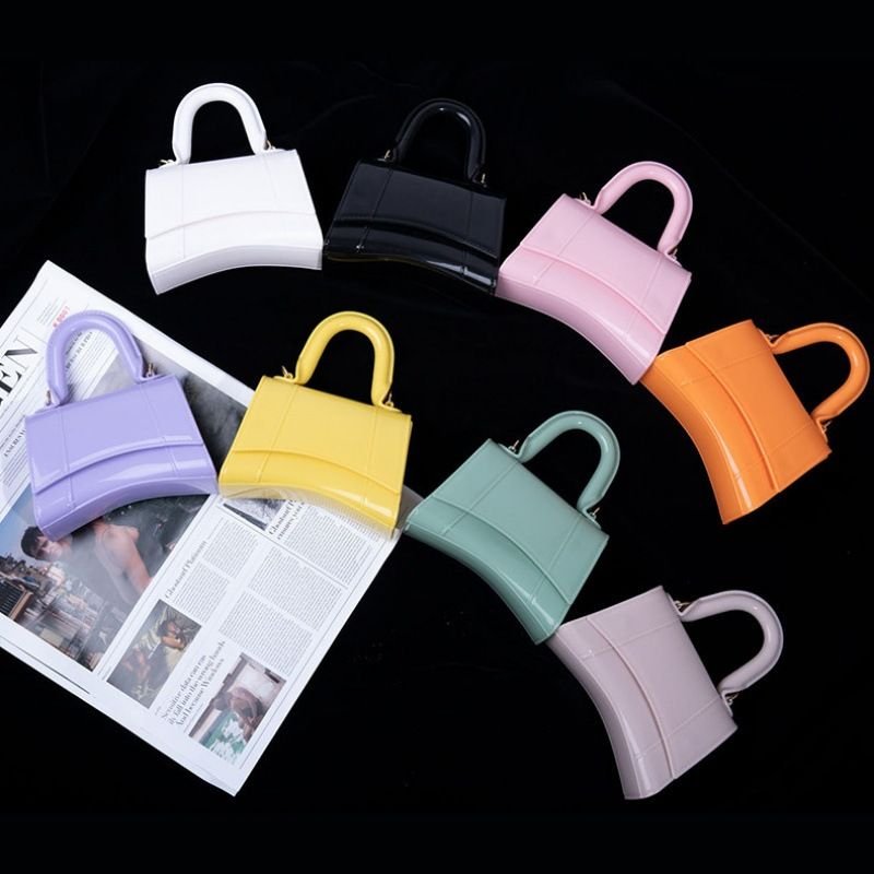 Children Fashion Macaroon Candy Color Handle Crossbody Jelly Bag