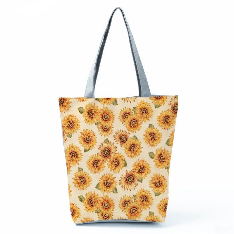 Women'S Lazy Sunflower Print One Shoulder Shopping Bag