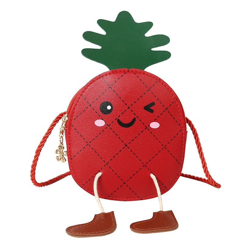 Kids Cute Cartoon Pineapple PU Crossbody Bag