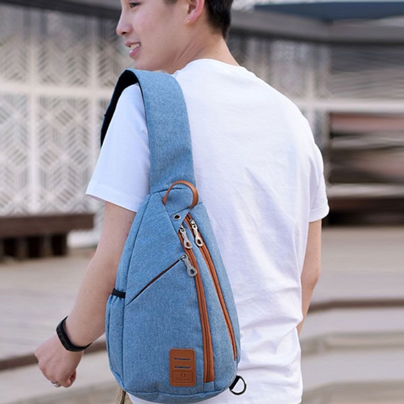 Men Casual Zipper Patchwork Outdoor Travel Chest Bag