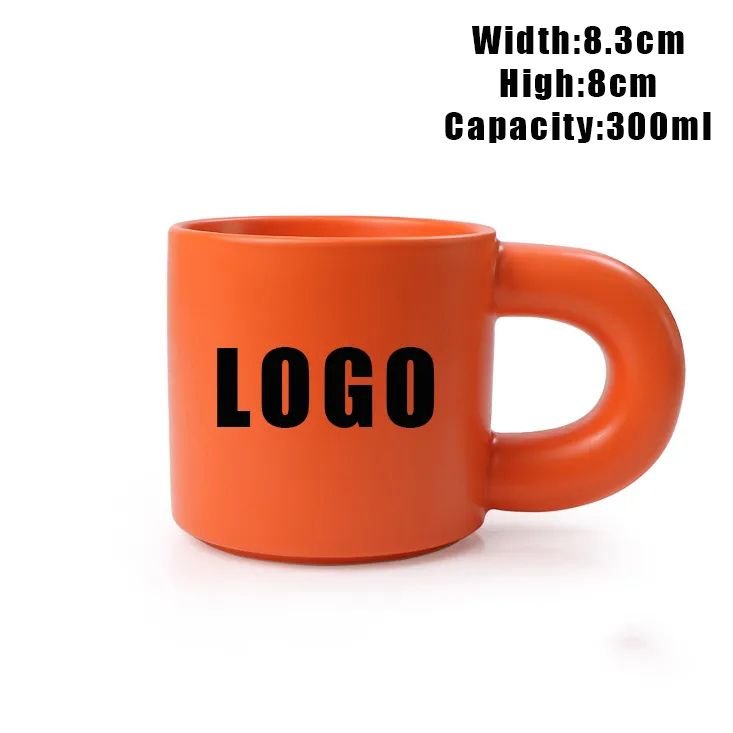 10 oz. Custom Logo Creative Solid Color Large Handle Coffee Mug